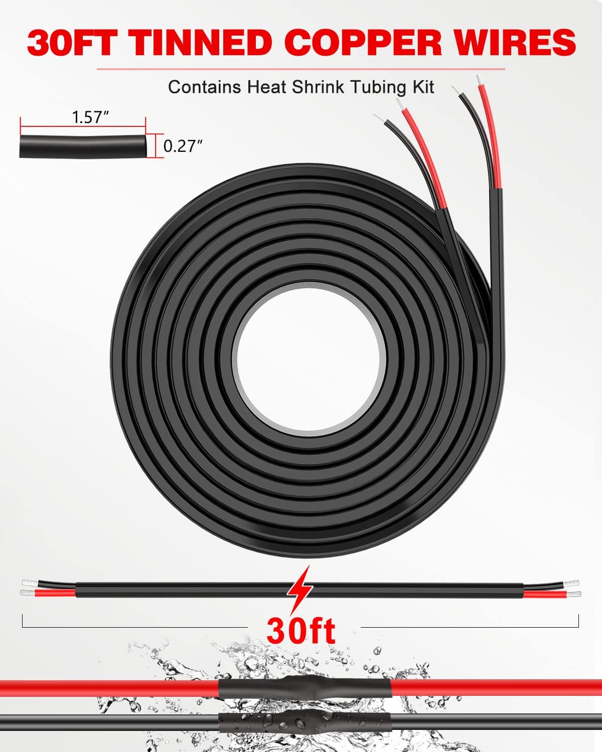 NAOEVO heat-shrink tubes and cable ties kit protects and organizes wires.