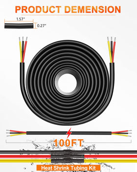 NAOEVO three-conductor 18AWG cable suitable for automotive and LED projects.