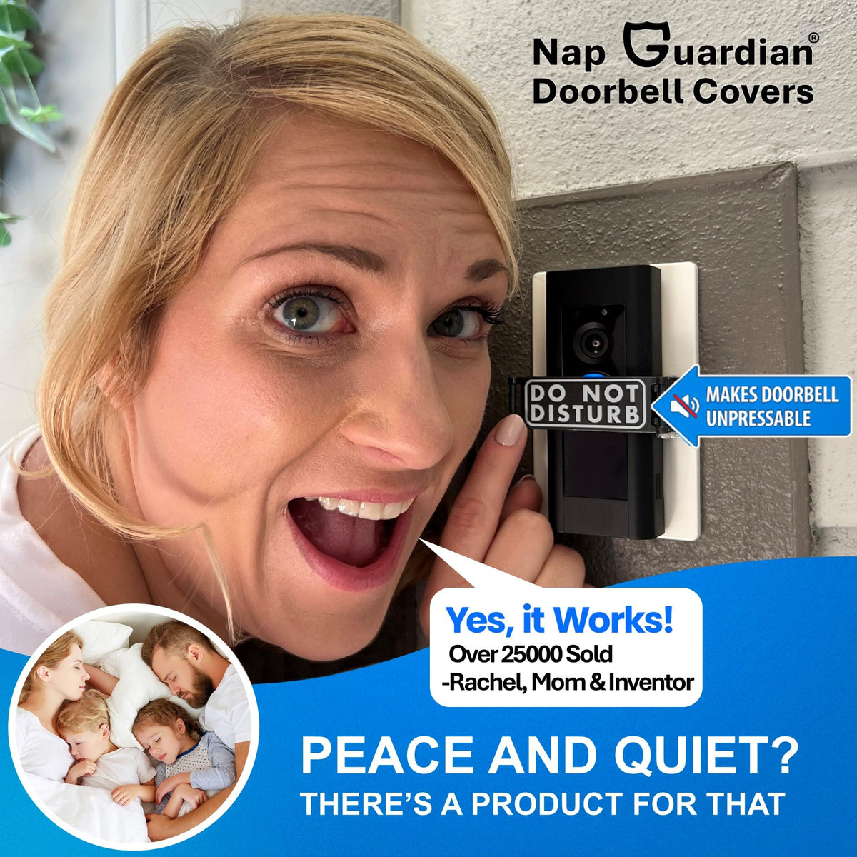 Nap Guardian rotating signs show DO NOT DISTURB or NO SOLICITING to reduce interruptions.