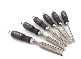Narex chisel handle crafted from European beech with lacquered finish.