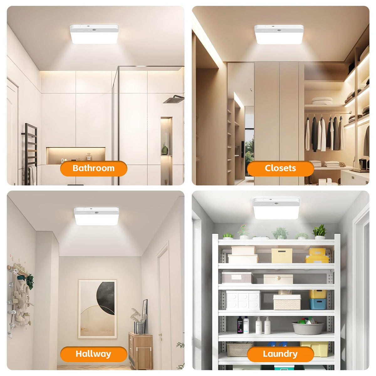Narundren compact ceiling light blends with closets and rooms