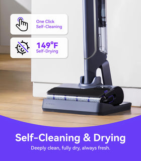 NARWAL S20 Pro 180-degree reach helps scrub under furniture with ease