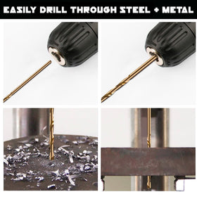 Narwhal cobalt drill bits excel on stainless steel and hardened metals.