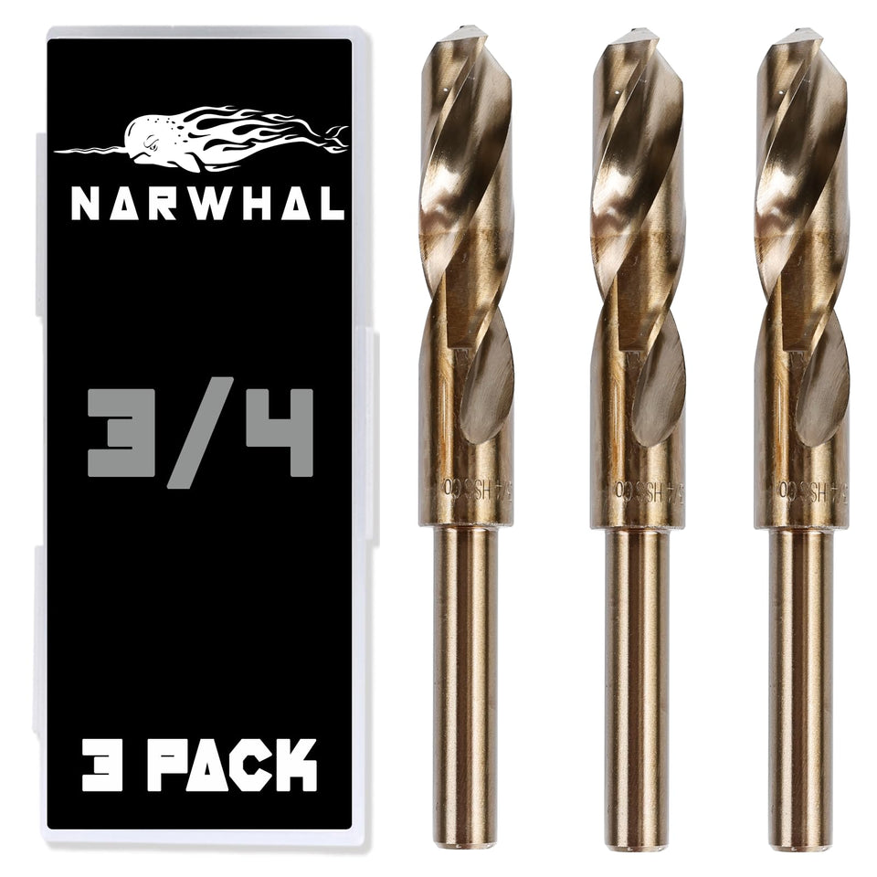Narwhal 3/4-inch cobalt drill bits for precise metal drilling in hard materials