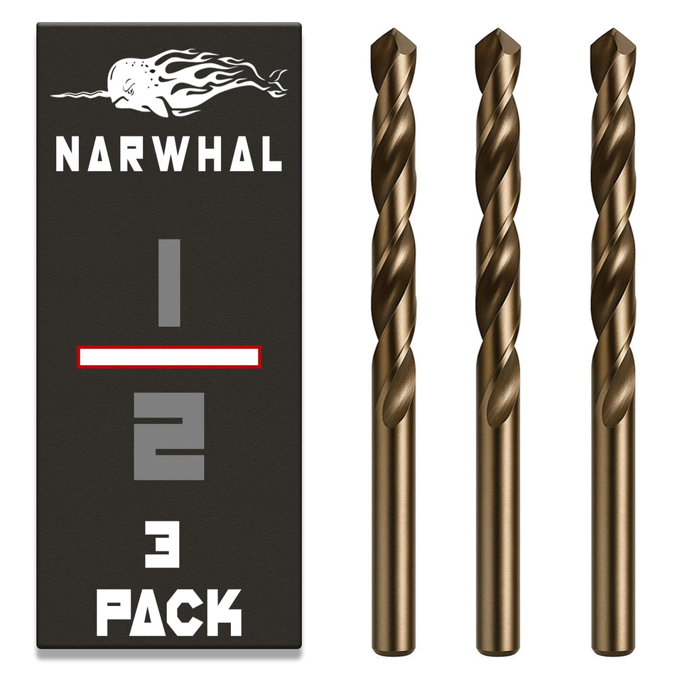 Narwhal 7/16-inch cobalt drill bits set for precise metal drilling.
