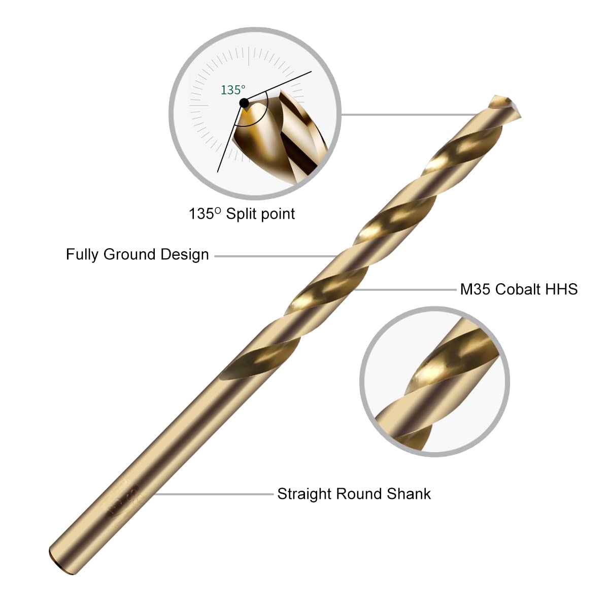 Narwhal 7/32 cobalt drill bits with a fully ground tip deliver clean holes in metal.