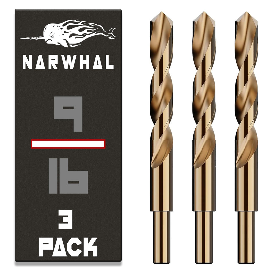 Narwhal 9-16 inch cobalt drill bits in case for metal projects