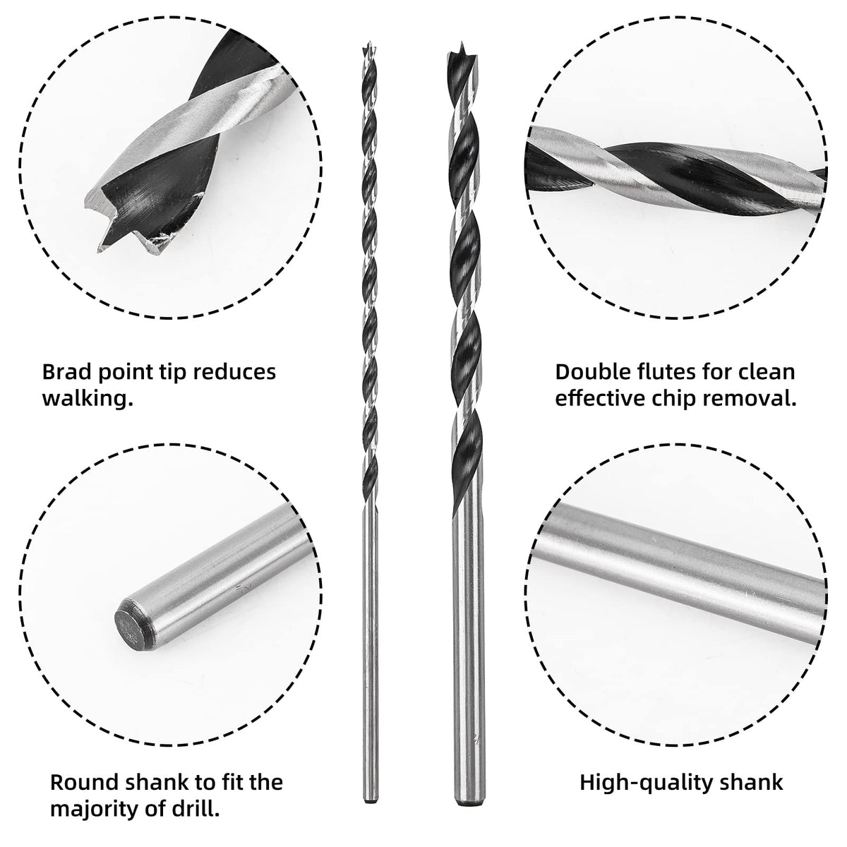 Narwhal brad-point tip ensures smooth entry and clean holes.