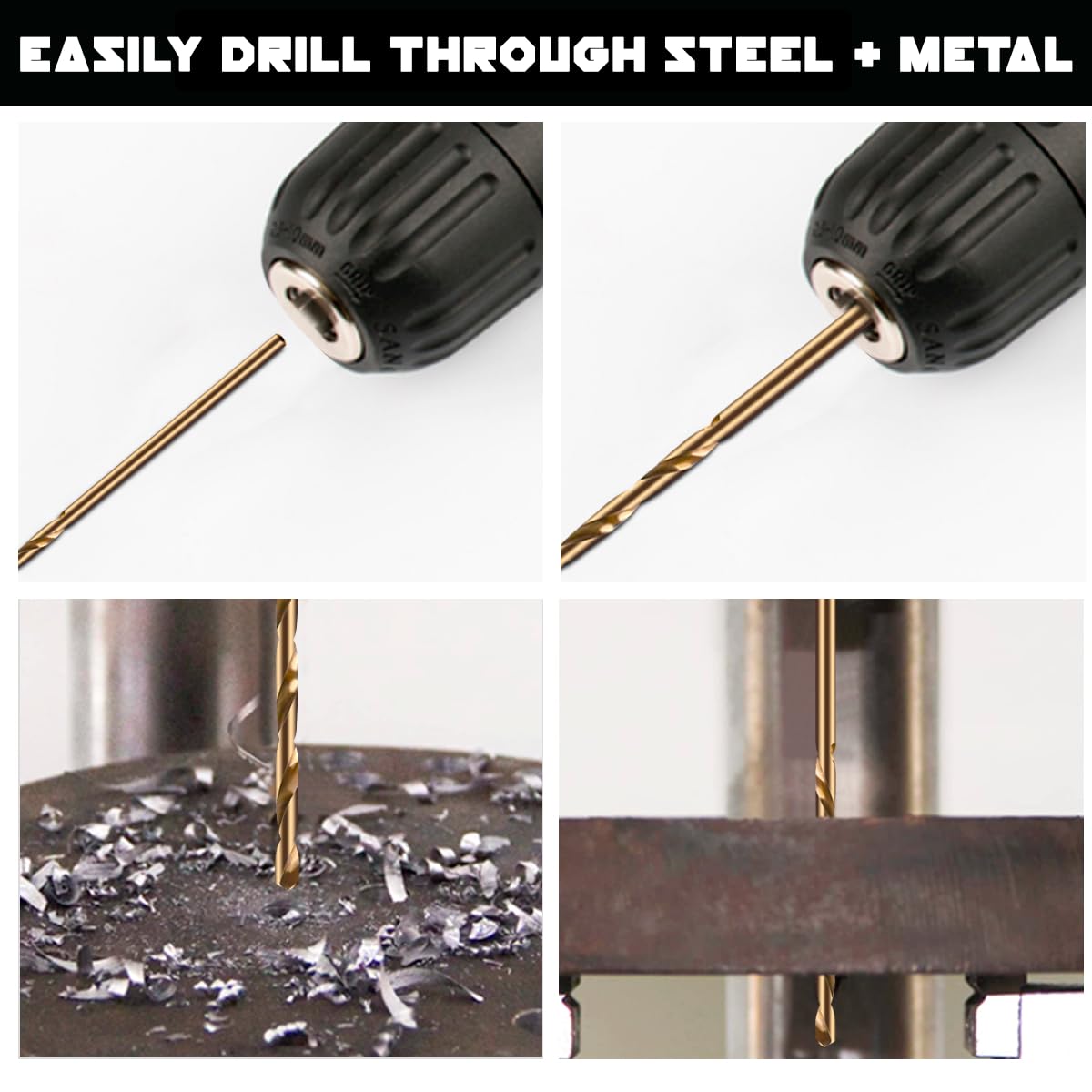 Narwhal cobalt bits drilling hardened metal for durable performance
