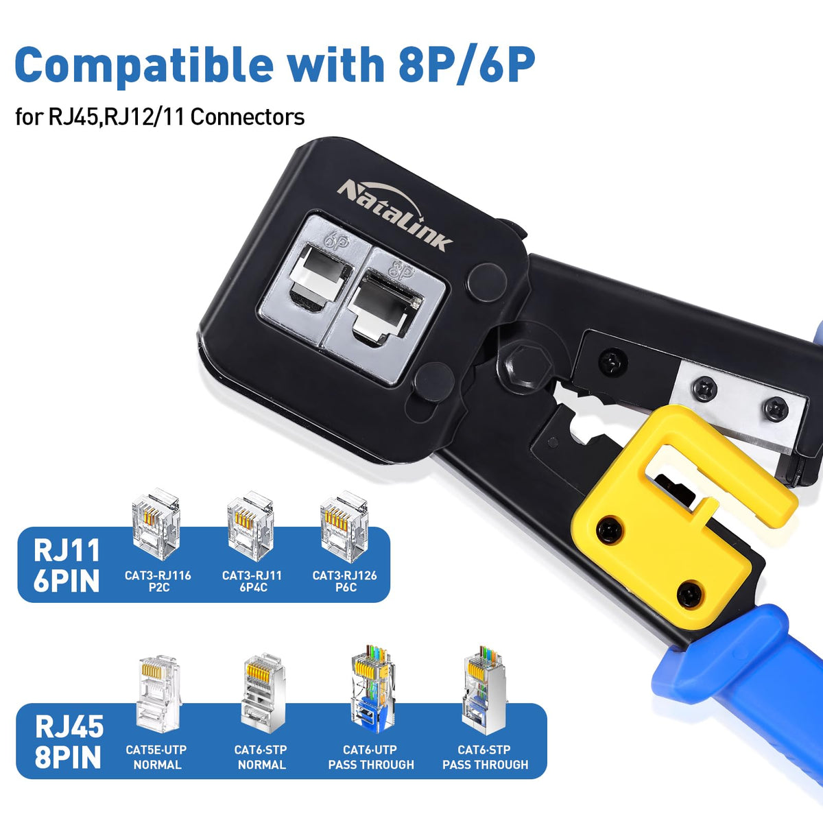 NataLink Cat5e RJ45 connectors compatible with Cat5e cables.