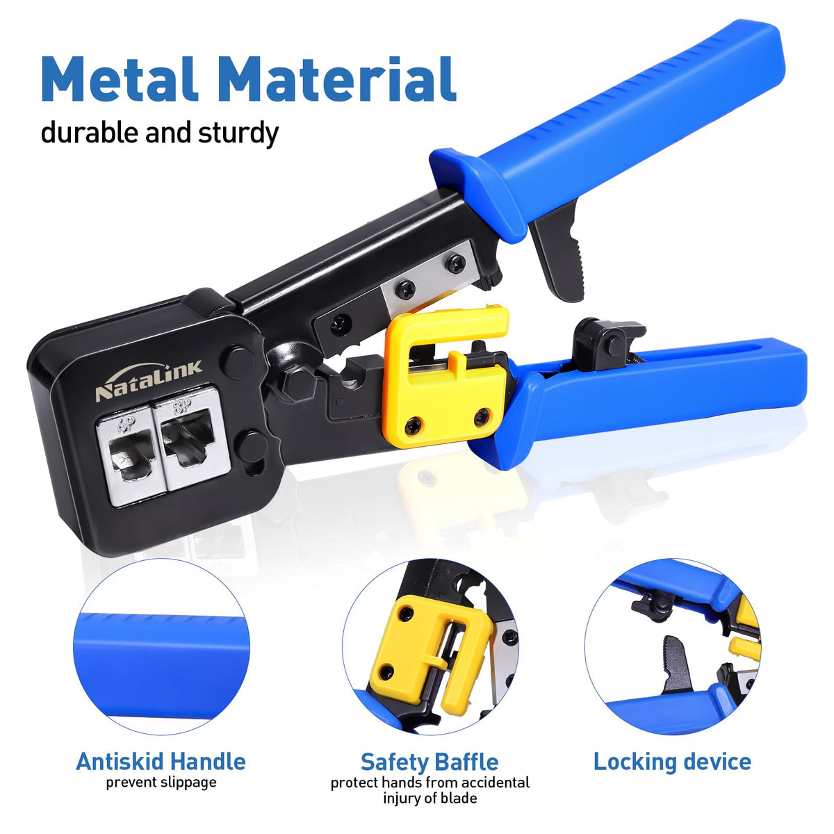 NataLink tool side handle demonstrates anti-slip grip for precise crimping.