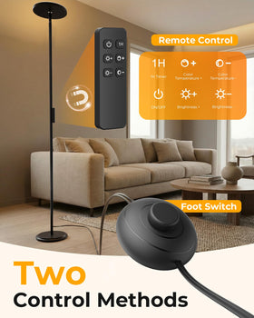 Natapai floor lamp foot switch enables convenient, hands-free control.