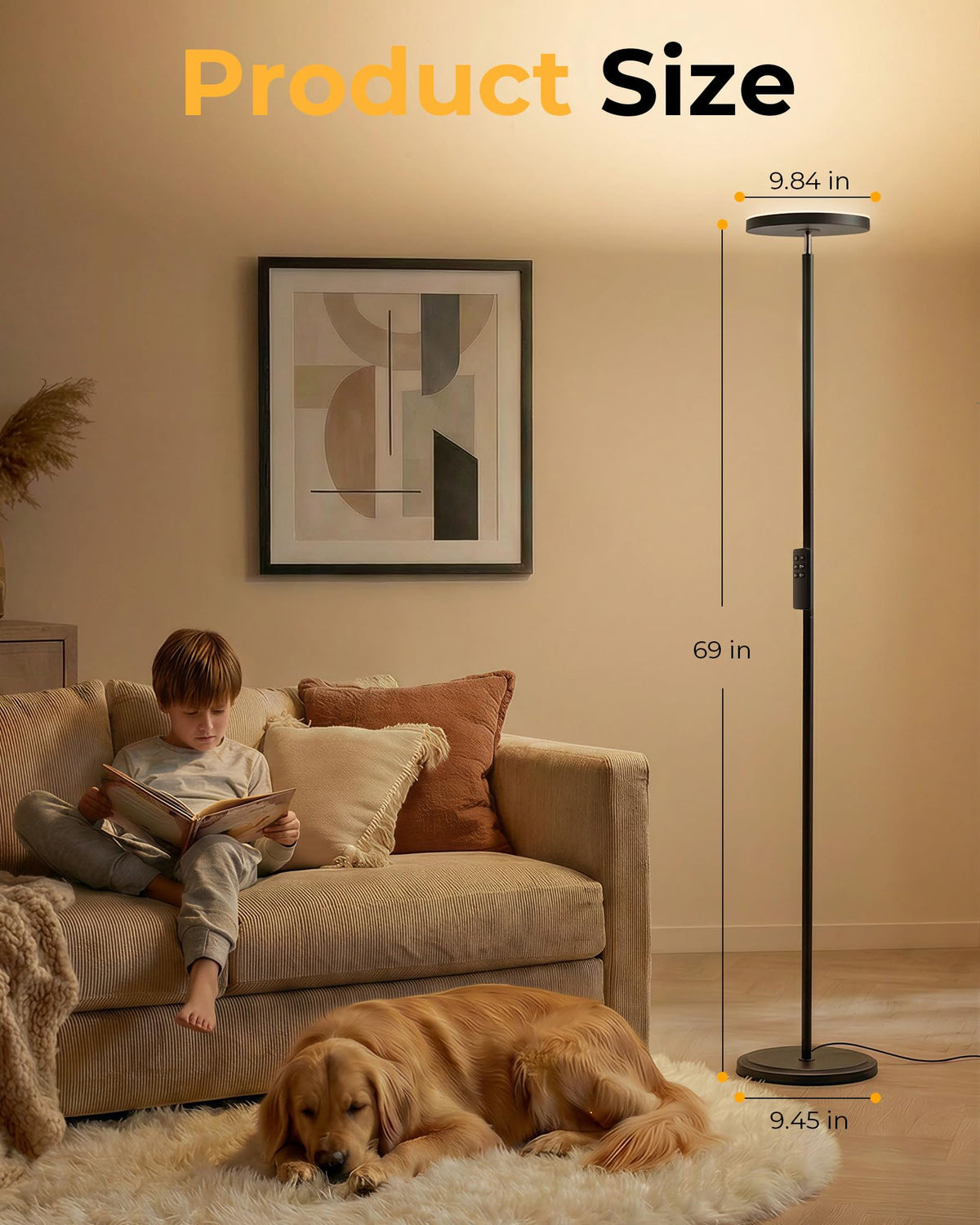 Natapai floor lamp with 2800 lumens for bright reading.