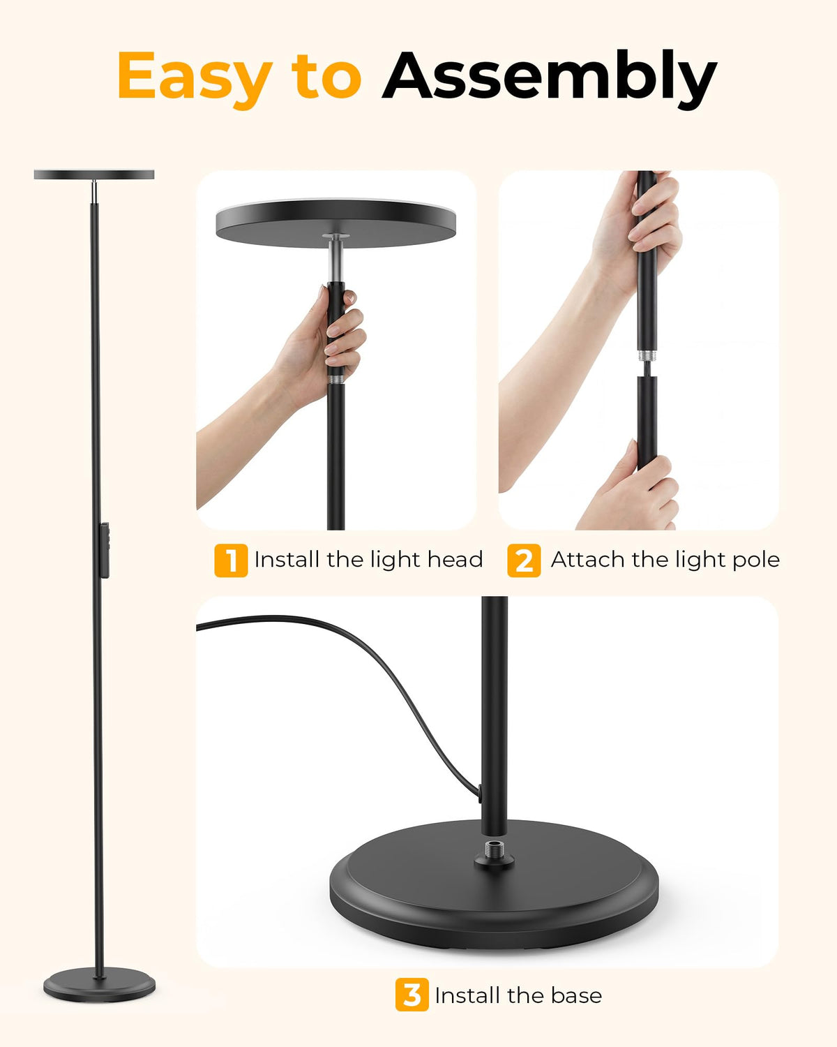 Natapai floor lamp with a weighted base stays stable on floors.