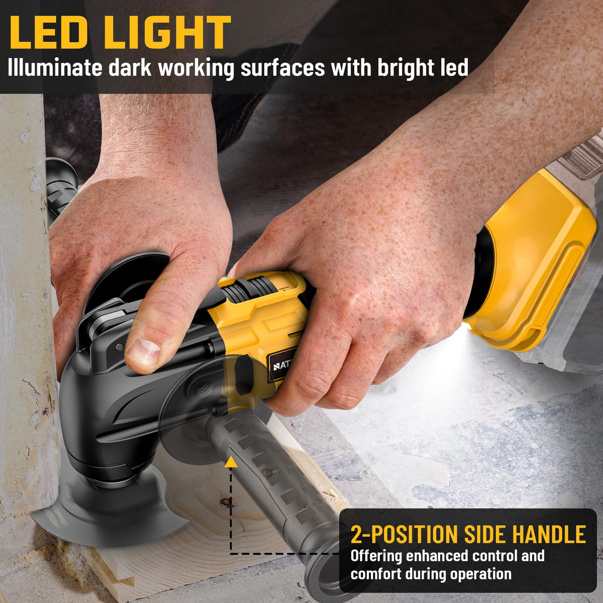 NATBEESY tool free blade change speeds up attachment swaps