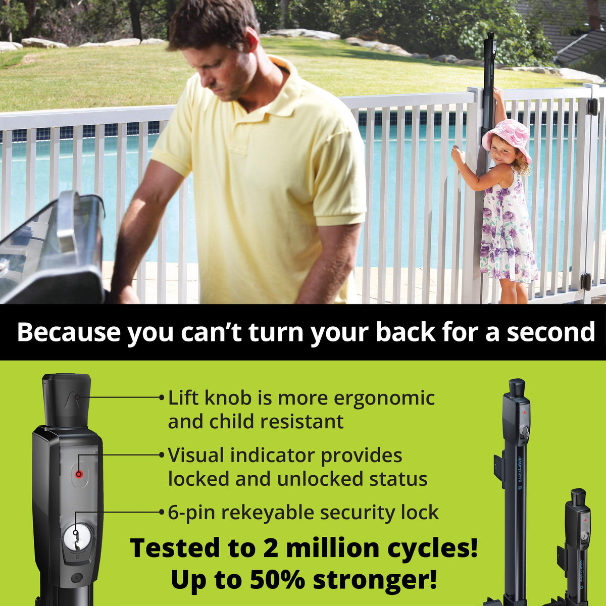 National Hardware black outdoor gate hardware on fence for weather-ready performance.