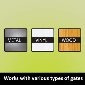 National Hardware color coded labels aid quick identification in outdoor gate systems.