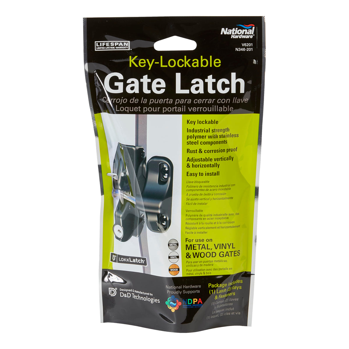 National Hardware LokkLatch adjustable fit for thick gates