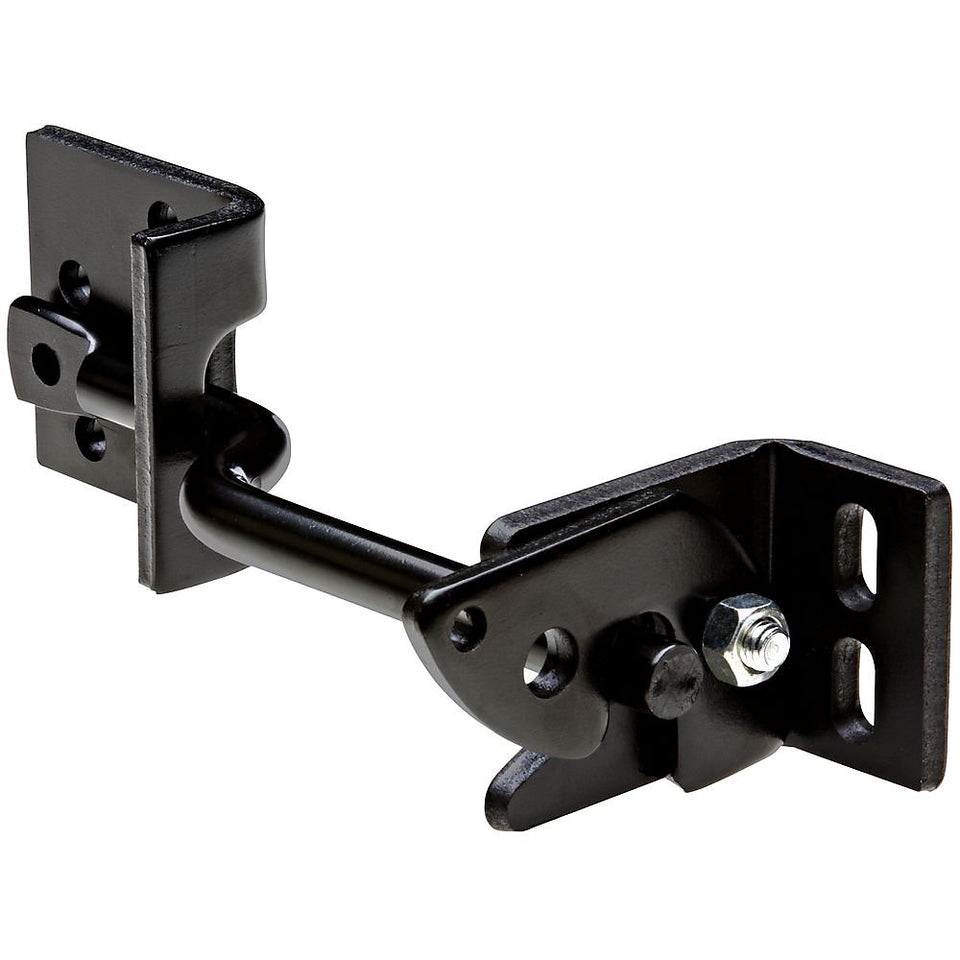 National Hardware V23A 8in gate latch on wooden fence for secure outdoor use