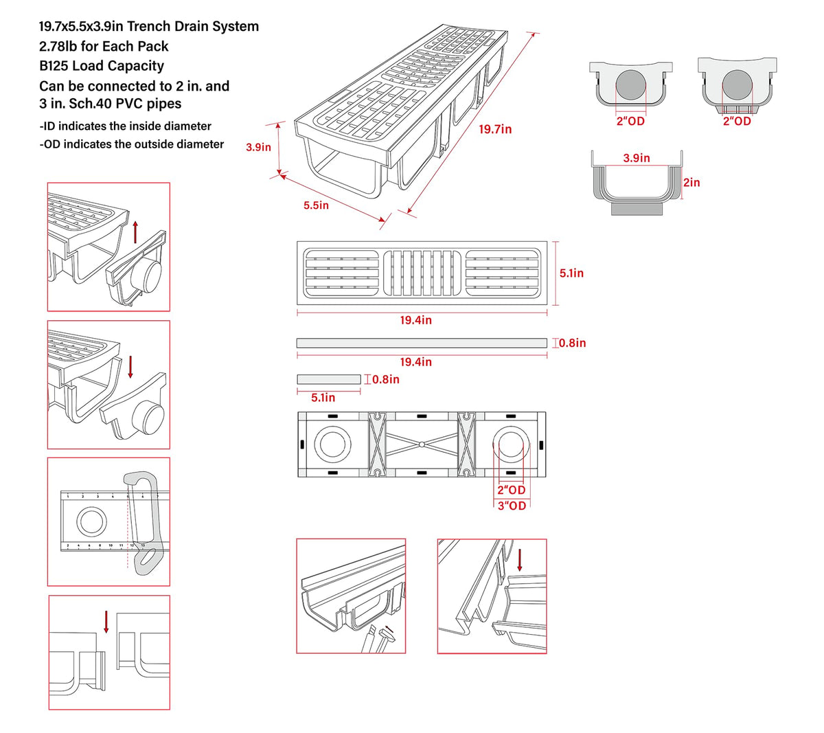 Natotela B Class Driveway Channel Drain perforated design highlights debris prevention and easy cleaning