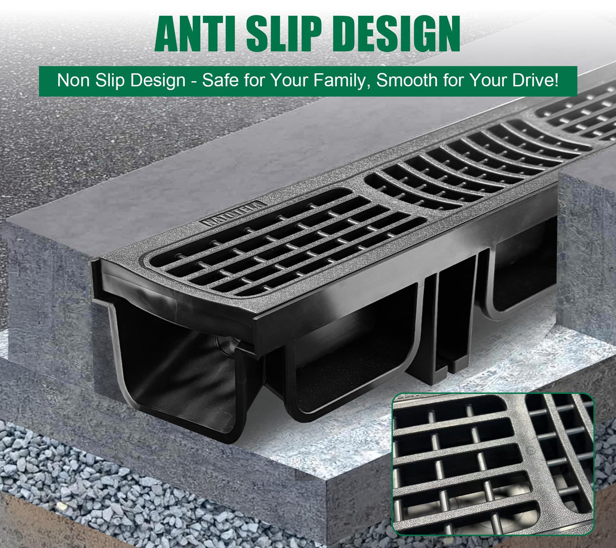 Natotela B Class Driveway Channel Drain stable base design for even load distribution
