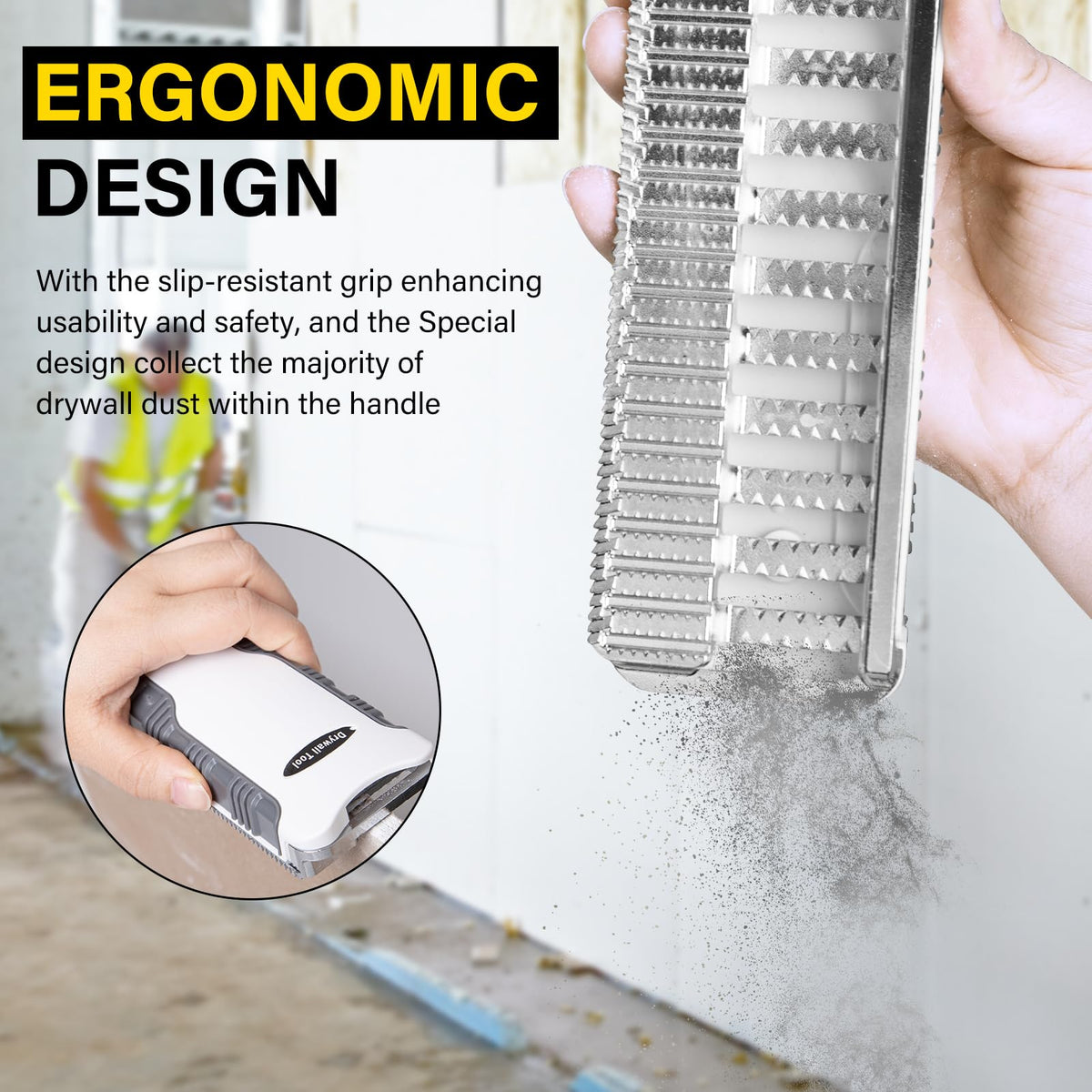 Natupal compact, portable drywall rasp suitable for on-site work.