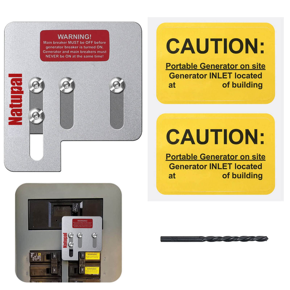 Natupal generator interlock kit panel closeup showing compatibility with Square D QO panels for safe power transfer