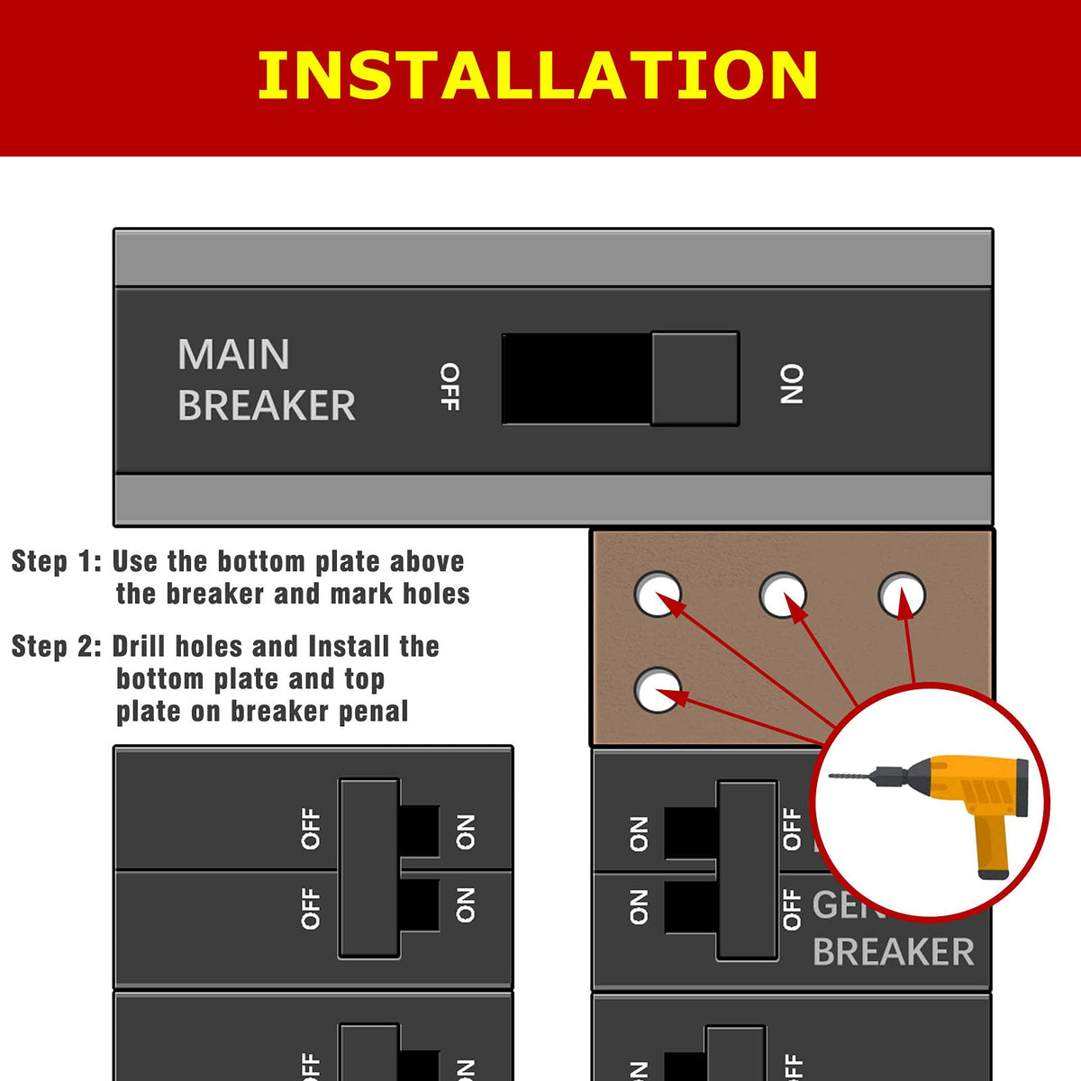 Natupal interlock plate installation step closeup illustrating safe generator power transfer