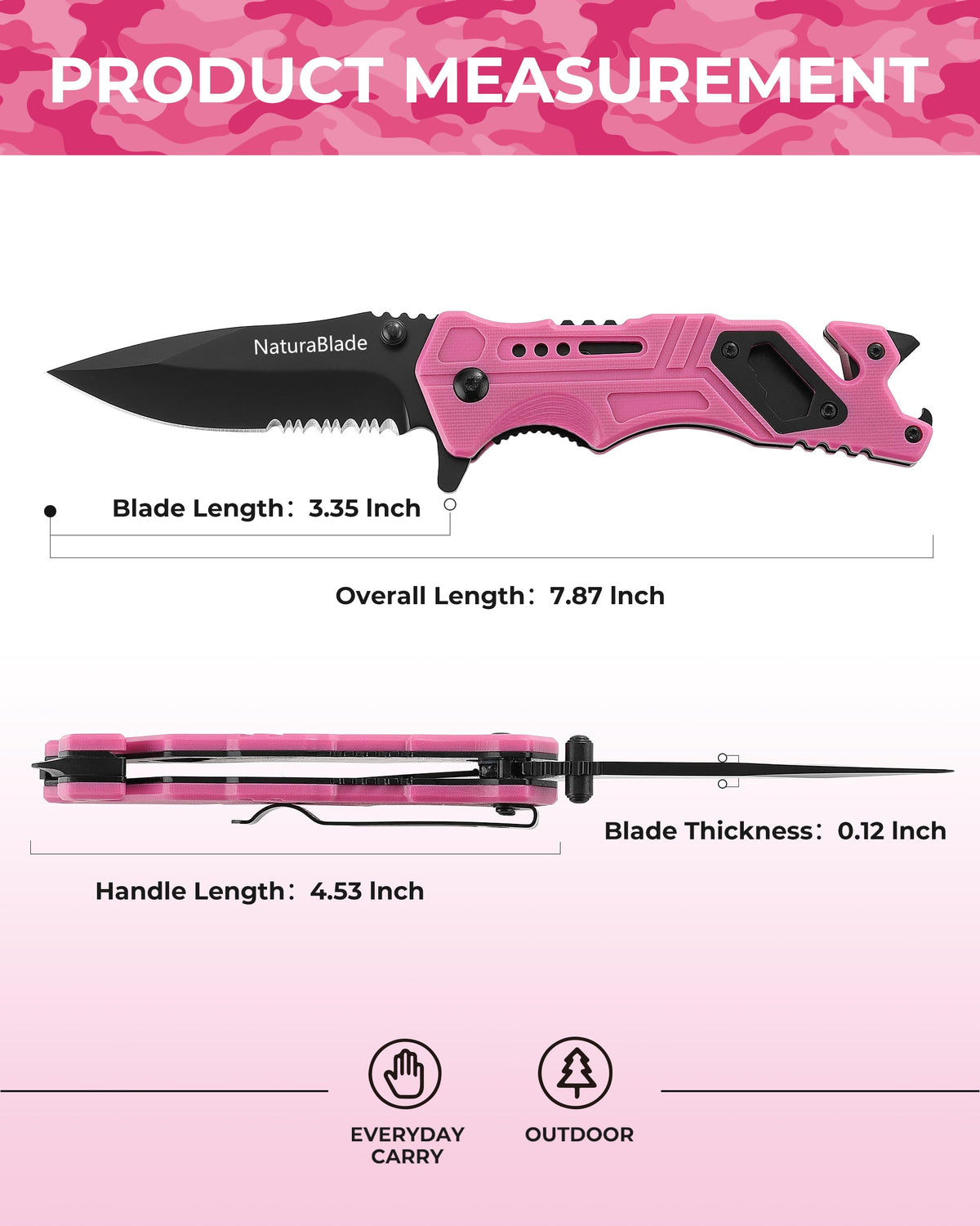 NaturaBlade Elegant Pink knife bottle opener handy for outings