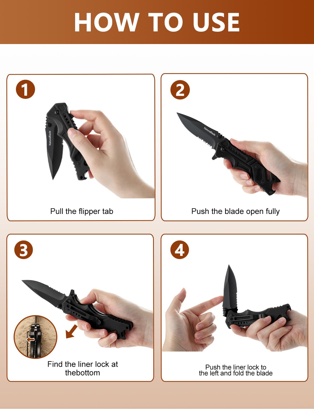 NaturaBlade folding knife ideal gift for campers and outdoor enthusiasts.