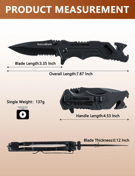 NaturaBlade pocket clip keeps the knife secure in a pocket or pack.
