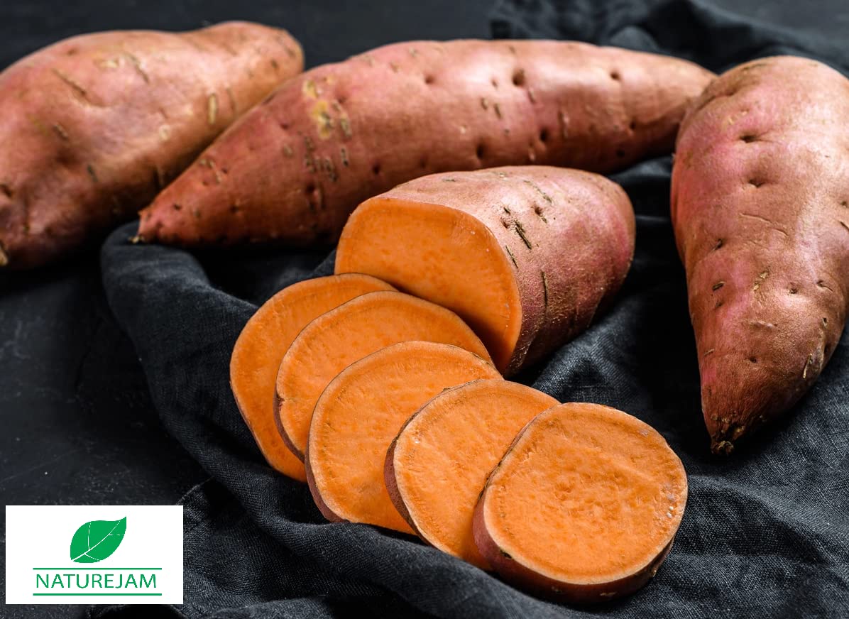 Naturejam dried sweet potatoes serving idea for snack or salad.