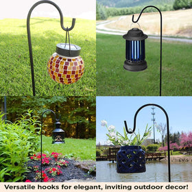Natures Distributing Shepherds Hook easy ground installation in garden soil