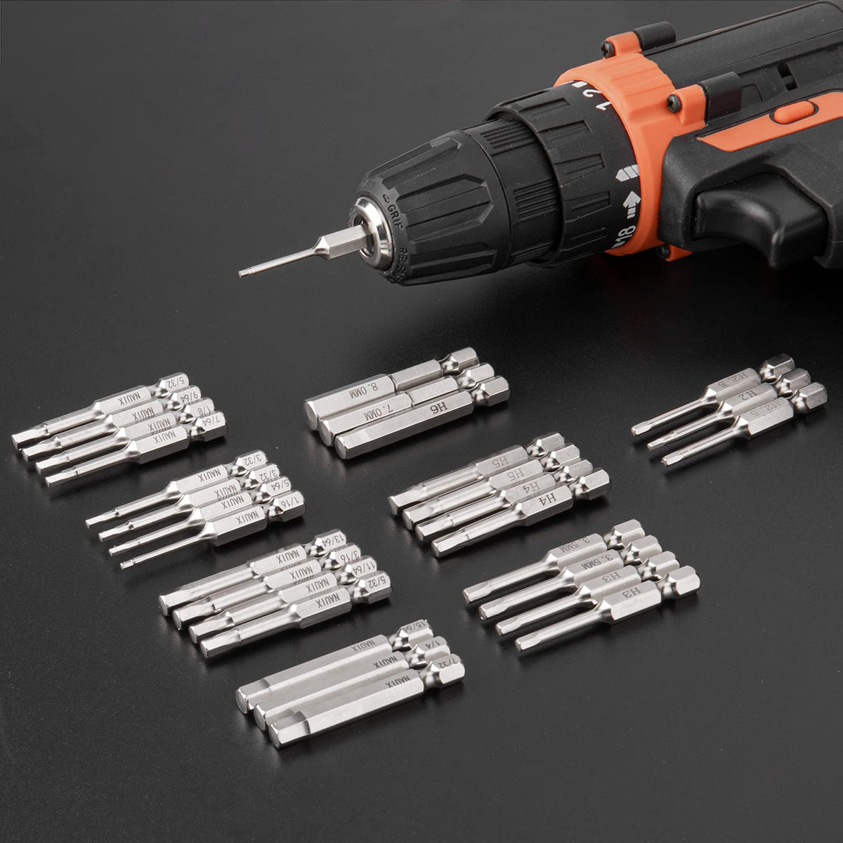 NAUIX 50mm long hex bits fit deep screw tasks with compatible tools.