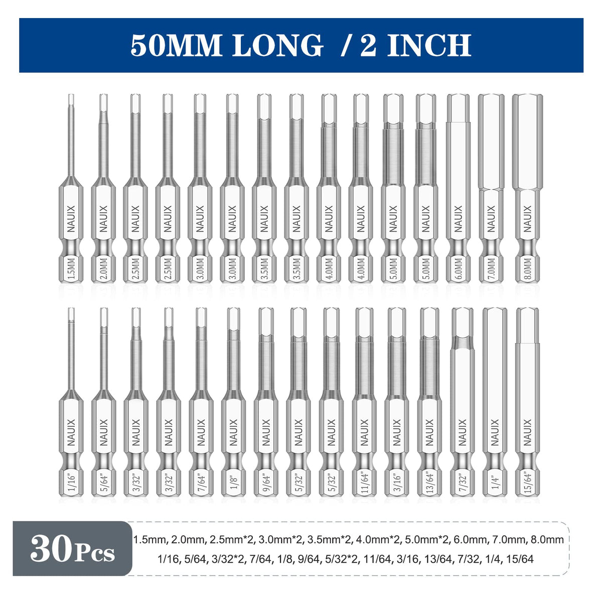 NAUIX chrome-plated rust-resistant bits stay smooth and long-lasting.
