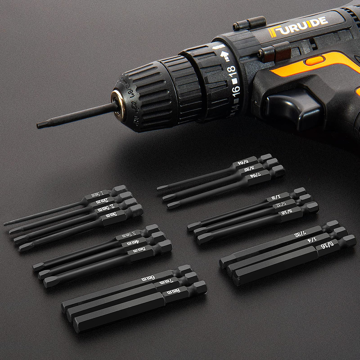 NAUIX hex bit set shown with drill for versatile repairs