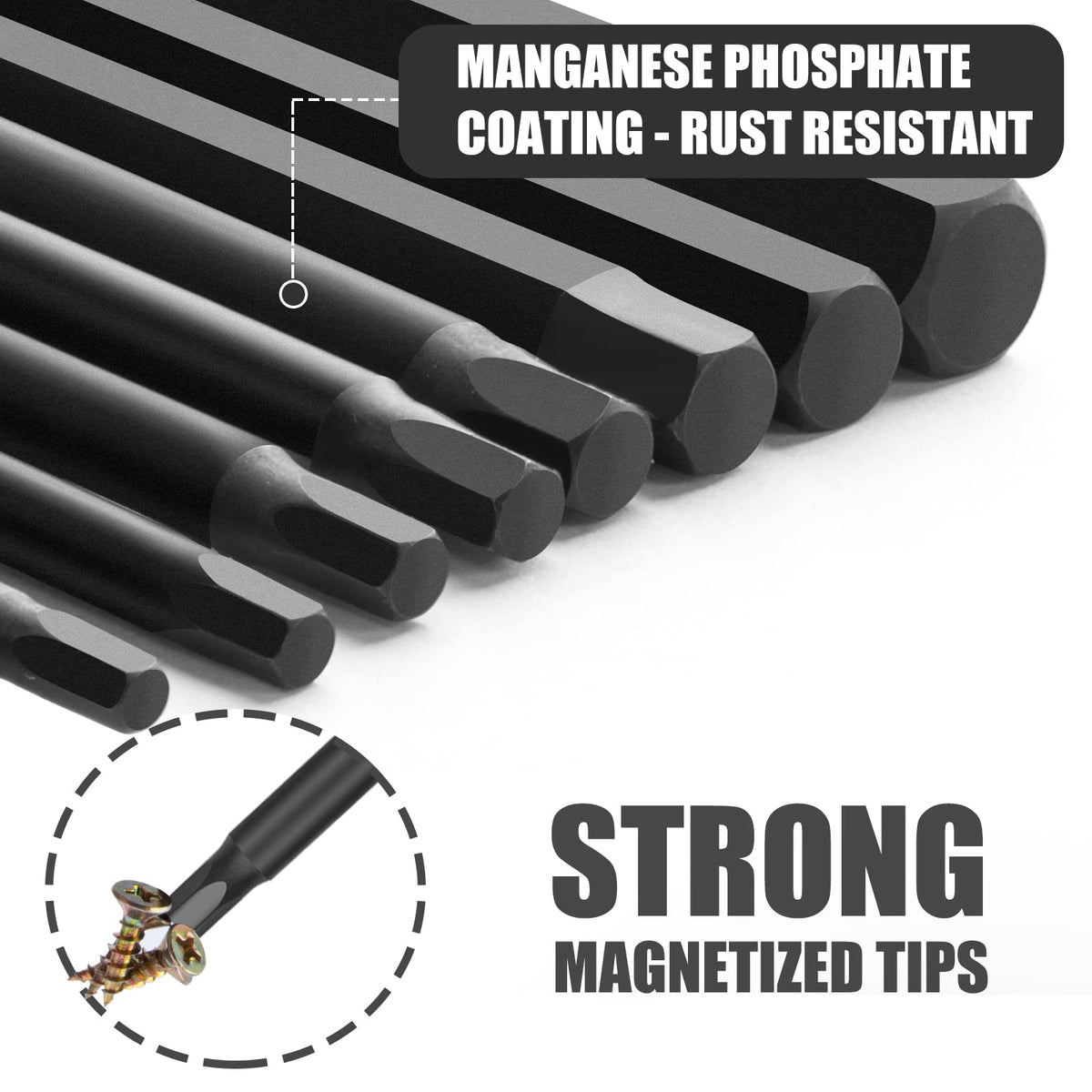 NAUIX 3-inch long hex bits in chrome finish ready for torque
