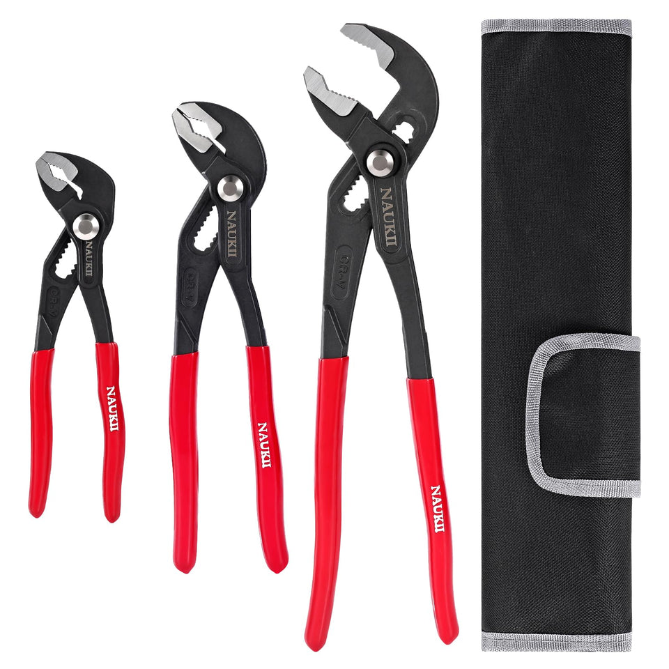 NAUKII water pump pliers 8-inch in action with adjustable jaws for a secure fit