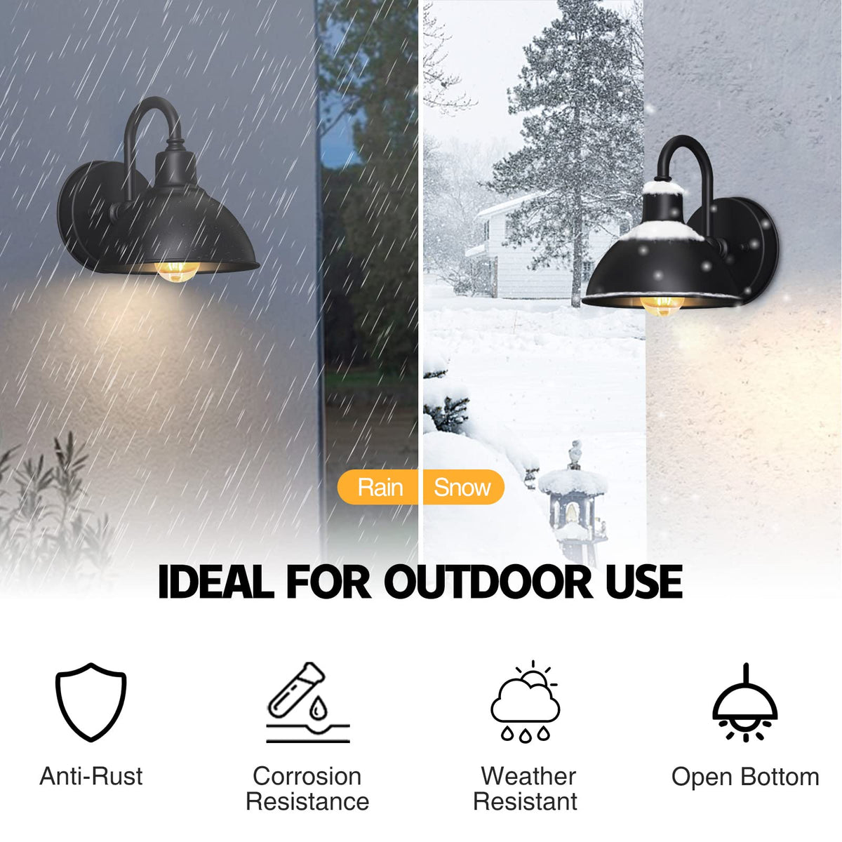 Naurham barn light gooseneck side profile shows compact, space-saving design.