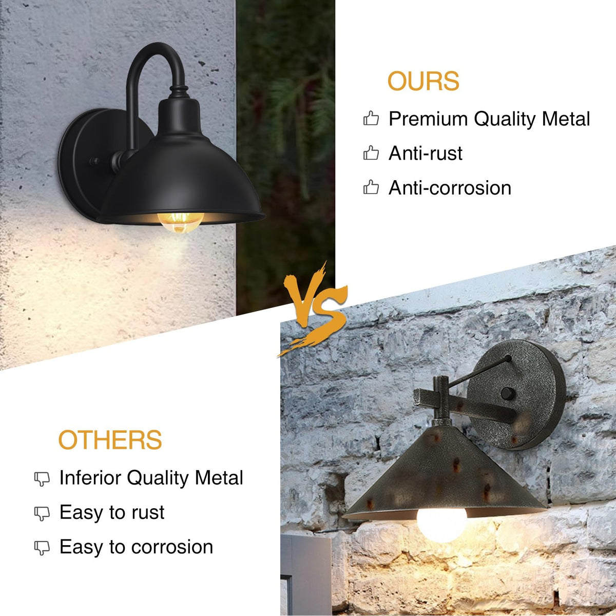 Naurham barn light open bottom design simplifies bulb replacement.