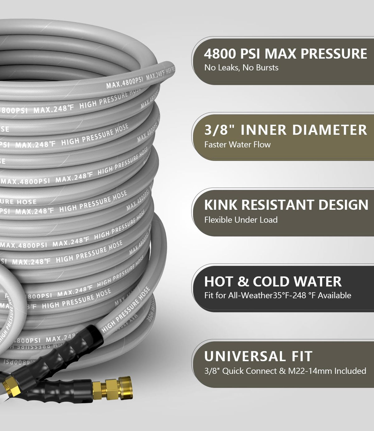 NAVOHEVEN 50ft flexible hose with swivel for tangle-free outdoor washing