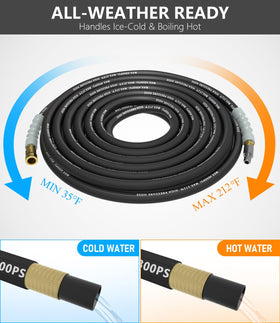 NAVOHEVEN heat-resistant hose handles hot and cold water cleaning tasks.
