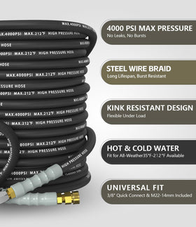 NAVOHEVEN steel-braid hose flexes easily to reach tight spaces and prevent kinks.