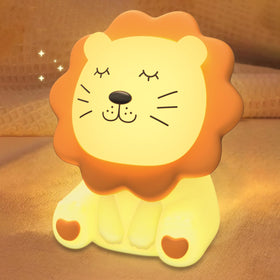 Nawchedo Lion Night Light on a bedside table with gentle glow