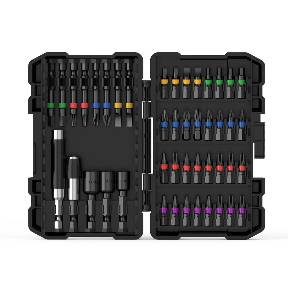 NAWIN impact driver bit set with magnetic tips for quick, secure bit changes.