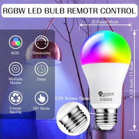 NAWVACE 8W bulb with 60W equivalence for vibrant RGB colors.