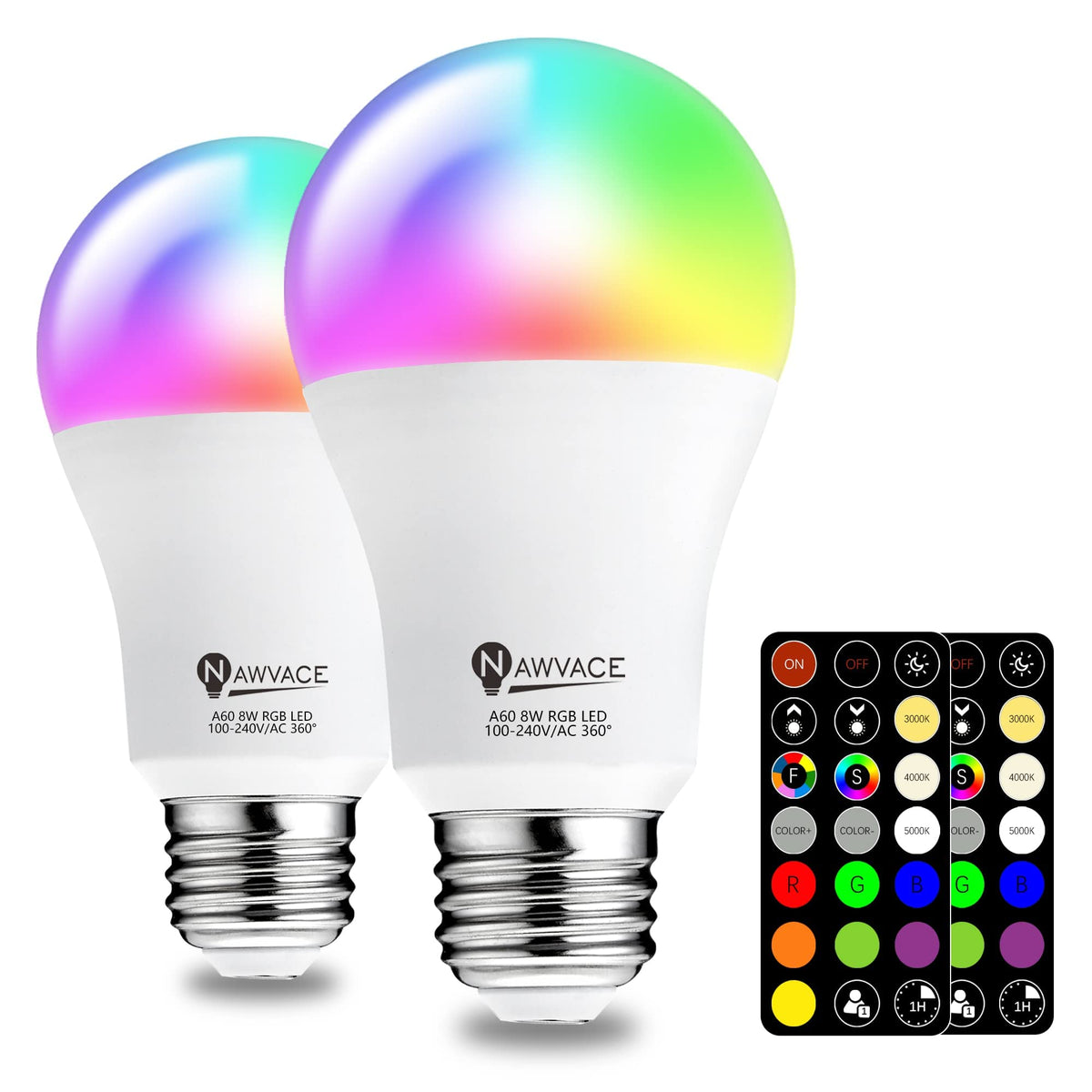 NAWVACE LED color changing bulb with remote for versatile mood lighting.