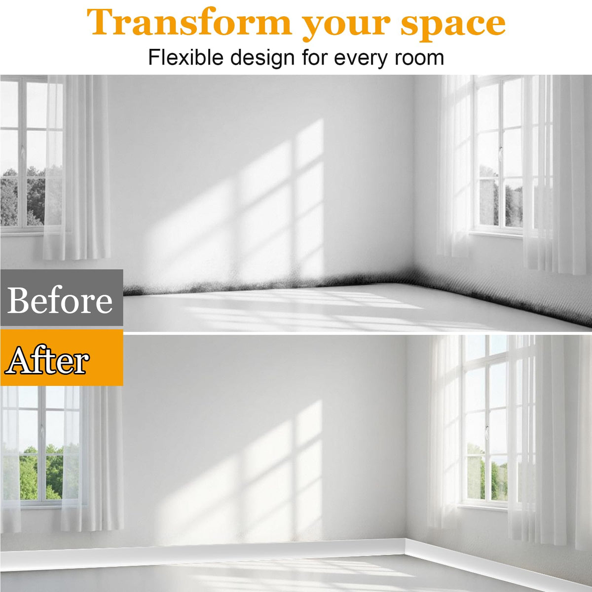 Nayotaa baseboard molding curved-walls-fit delivers seamless transitions.