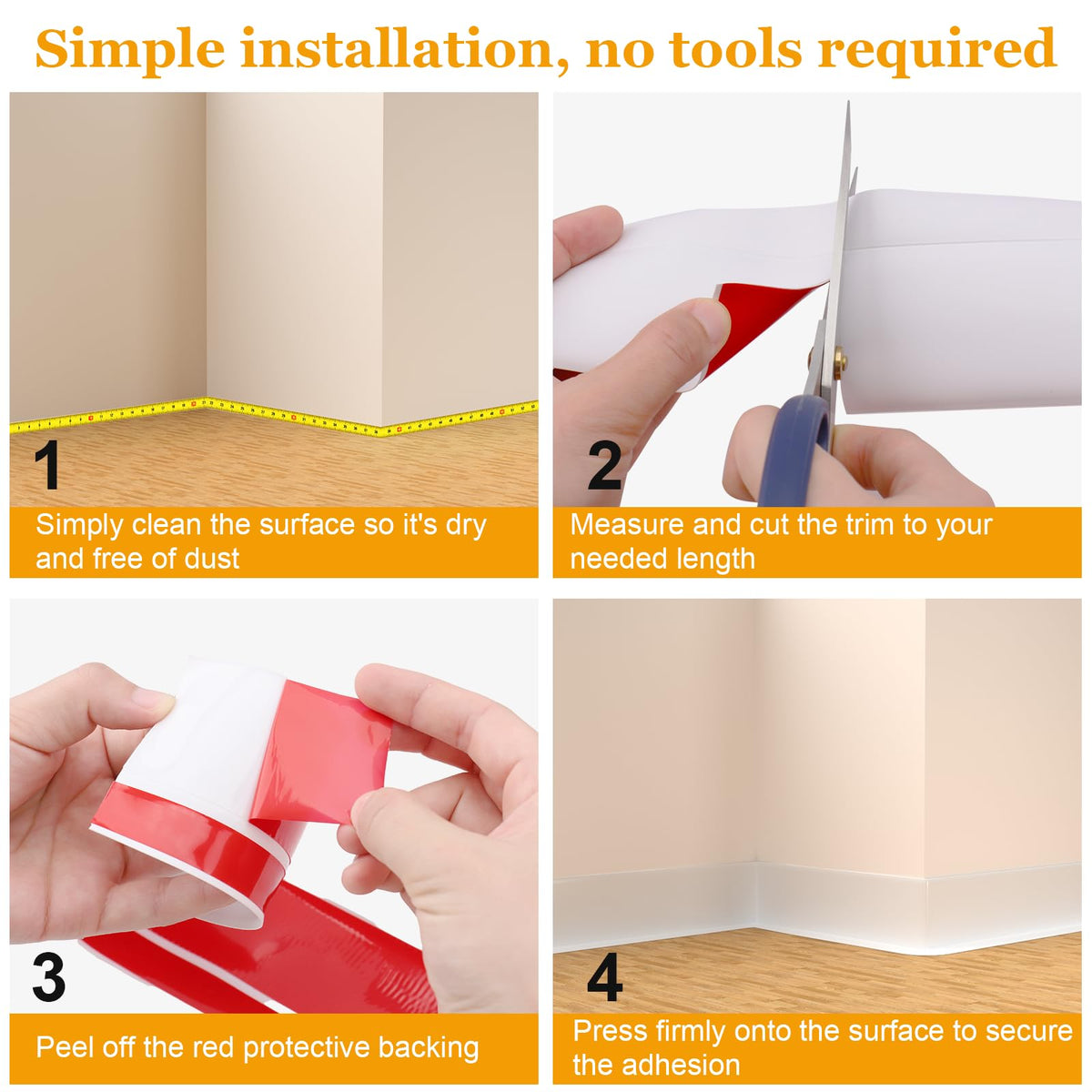 Nayotaa baseboard molding easy-clean-durable resists scuffs and wipes clean.