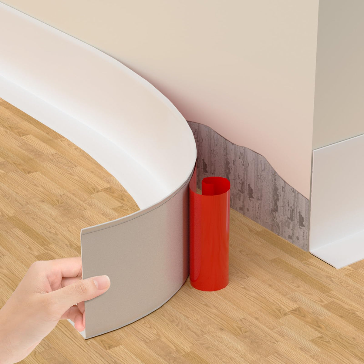 Nayotaa baseboard molding peel-stick installation enables quick, mess-free upgrades.